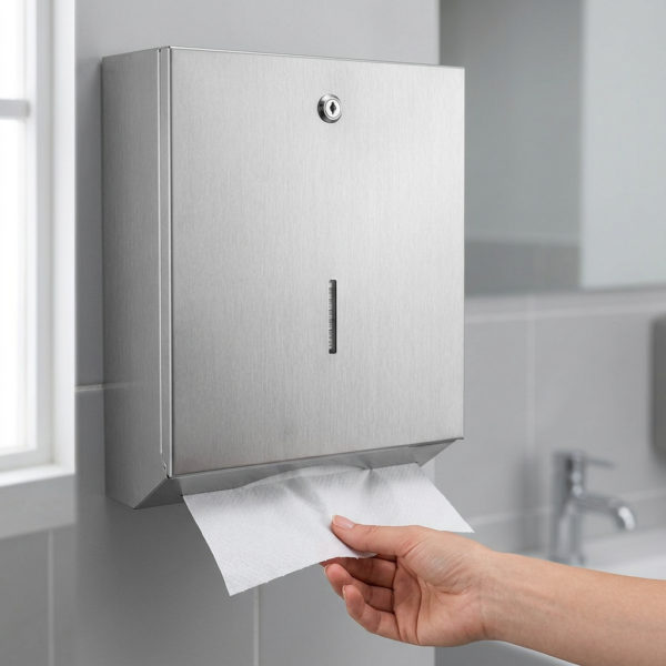Moderner Handtuchspender Edelstahl in zeitlosem Design für jede sanitäre Einrichtung