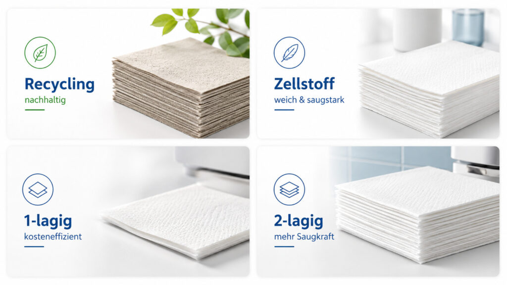 Vergleich Recycling und Zellstoff Papierhandtücher
