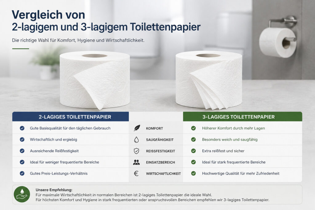 Vergleich von 2-lagigem und 3-lagigem Toilettenpapier