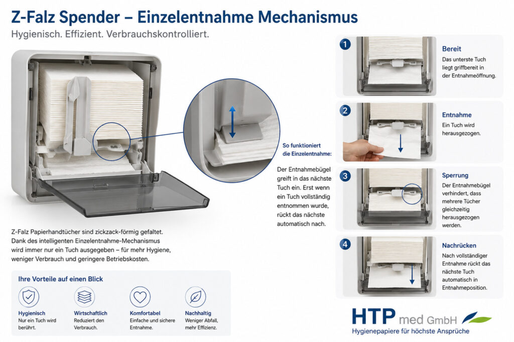 Z-Falz Spender Einzelentnahme Mechanismus