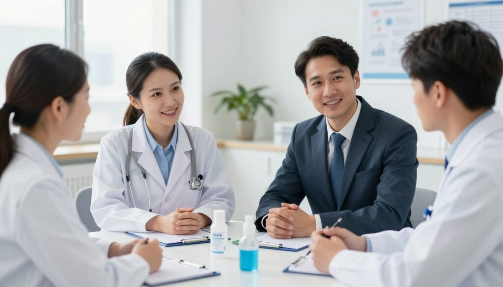 HTP-med Team berät Kunden zu Schutzausrüstung