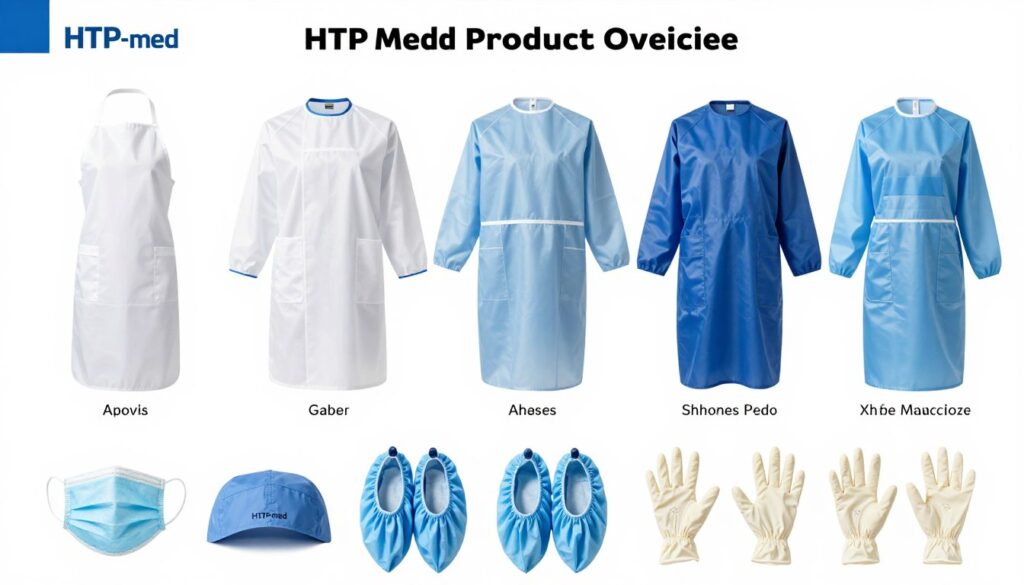 Übersicht aller HTP-med Schutzprodukte arrangiert nach Produktkategorien