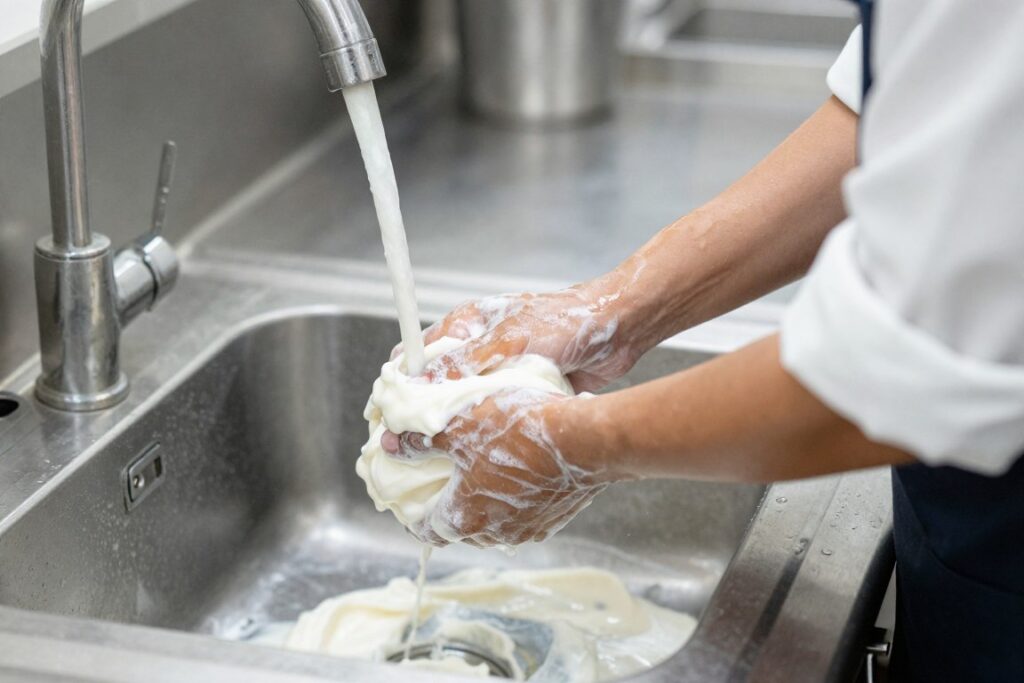 Seifencreme Anwendung in Großküche